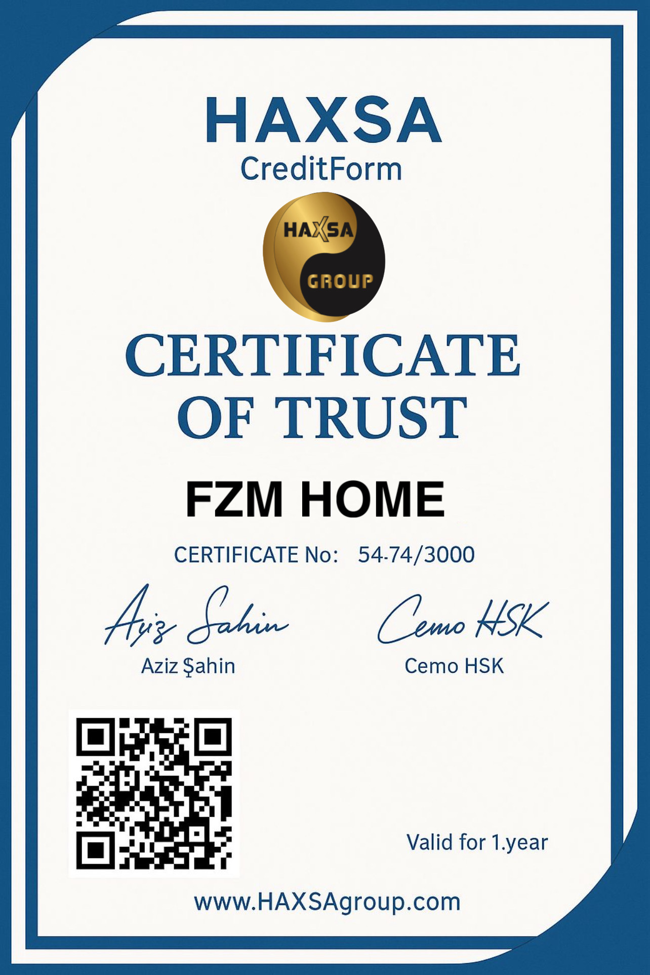 HAXSA CERTIFACATE  