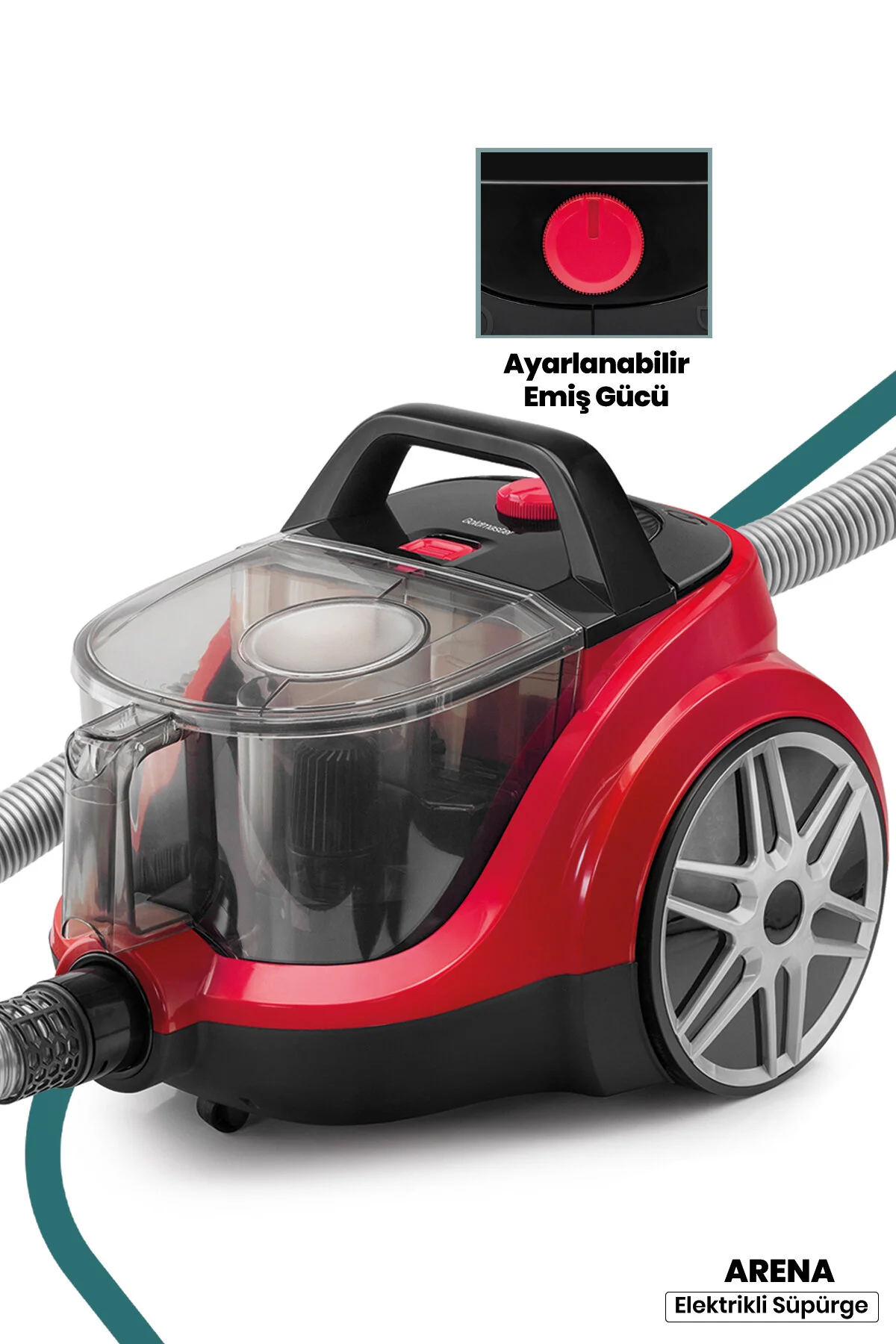 Goldmaster Arena Sessiz 2.5 Litre Kapasiteli Hız Ve Emiş Güç Ayarlı Filtreli Toz Torbasız Elektrikli Süpürge